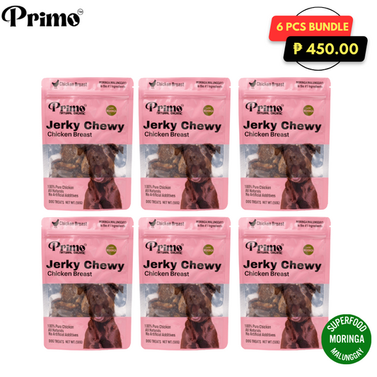 Primo Dog Jerky Treats with Moringa (Malunggay) Chicken Breast 50g 6pcs Bundle Superfood Pet Jerky Treats