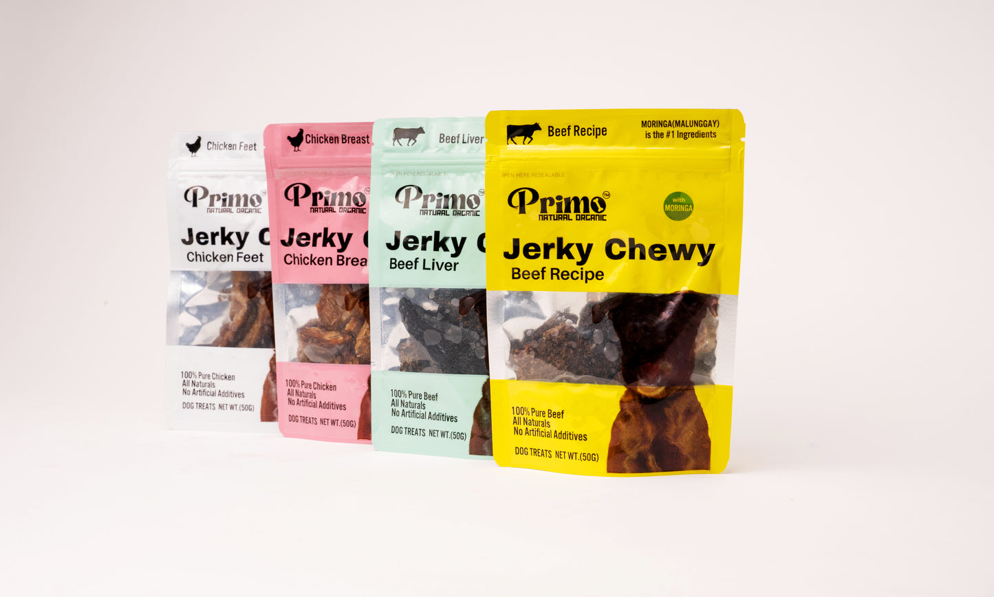 Primo Dog Jerky Treats with Moringa (Malunggay) Chicken Feet 50g 6pcs Bundle Superfood Pet Jerky Treats