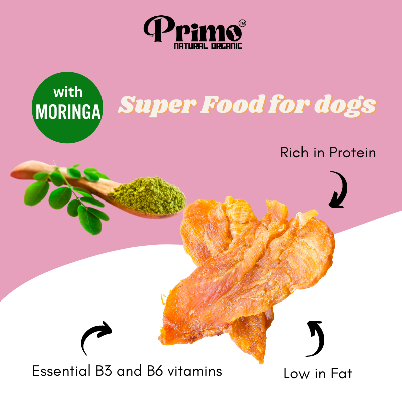 Primo Dog Jerky Treats with Moringa (Malunggay) Chicken Breast 50g Superfood Pet Jerky Treats
