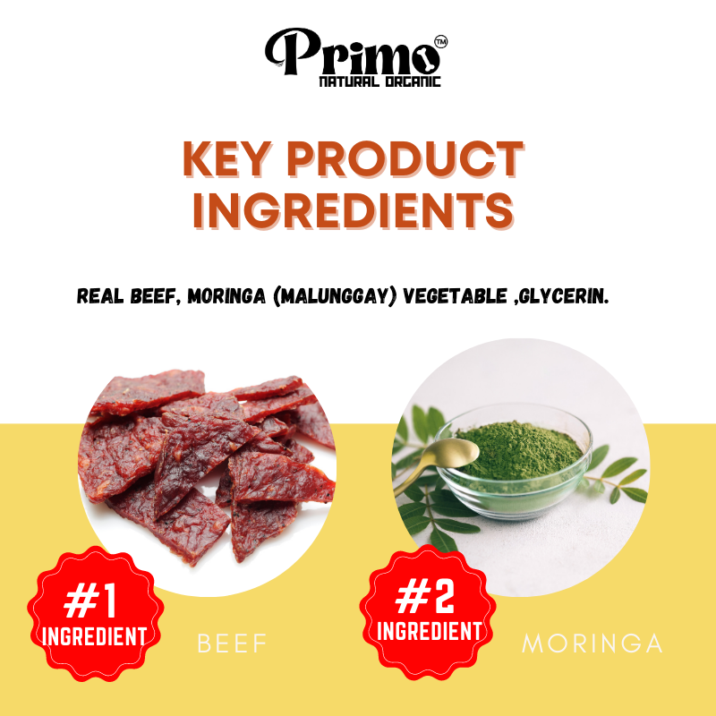 Primo Dog Jerky Treats with Moringa (Malunggay) Beef Recipe 50g Superfood Pet Jerky Treats
