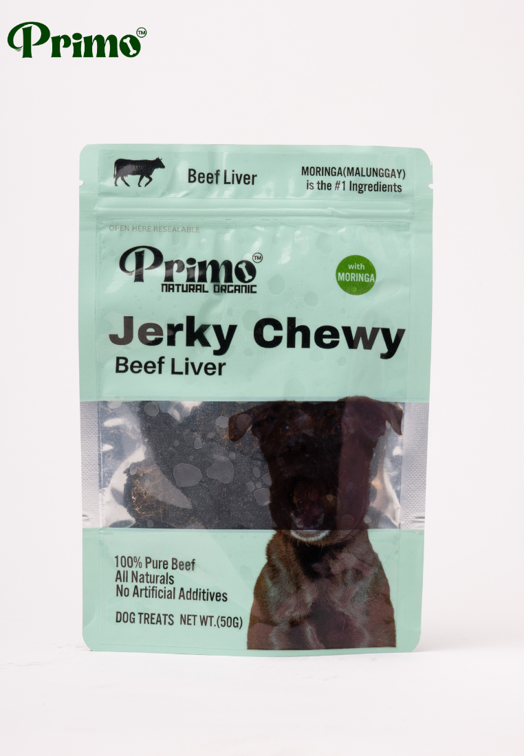 Primo Dog Jerky Treats with Moringa (Malunggay) Beef Liver 50g Superfood Pet Jerky Treats