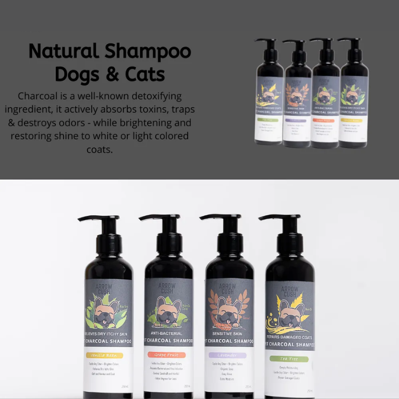 Pet Charcoal Shampoo Oatmeal 250ml Bundle of 3pcs Vanilla Bean Aloe Vera